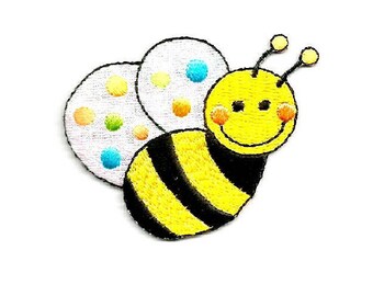 Bumblebee - Bumble Bee - Honey - Children - Polka Dots - Embroidered Iron On Applique Patch