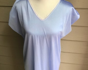 Anthony Richards - Shirt Nightgown - Knee Length Gown - Silky Gown - Blue Gown - Vintage