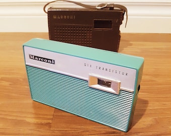 Rare 1960 Marconi 2000 Six Transistor Radio, Made in Japan, With Leather Case, In Working Condition