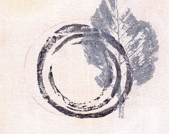 Enso III - September 2016, abstract painting on paper, 4 x 4, small art work
