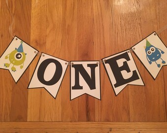 Monster birthday banner, birthday banner, high chair banner, first birthday banner, hair chair sign, first birthday, birthday banner