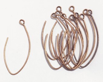 Bulk 100 pcs of antique copper finished earrings hook 32x14mm, Red bronze leaf shape earring hook, Made in USA