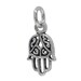 Sterling Silver, Hamsa charm. Approx size: 10mm L X 7.5mm W X 1.2mm T.