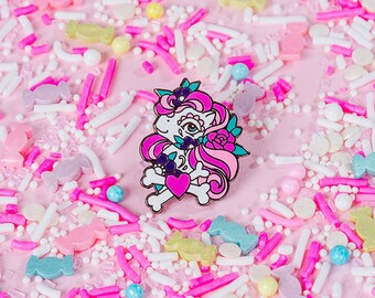 Tattoo Pony Pin // MLP pin //Sugar skull enamel pin, pingame, 80s, 90s girl