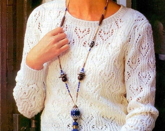 PDF knitting vintage pattern - Summer woman sweater -