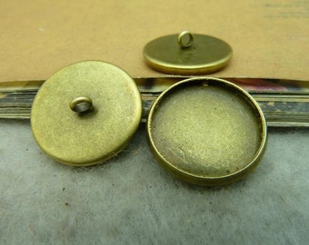 40 round bezel setting cabochon mounting button, antique bronze , 16mm- WC3317