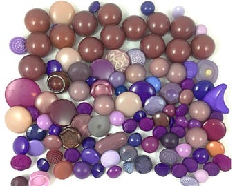 100 Purple, Lavender, Mauve Colored Buttons for Sewing or Crafting, Item 525