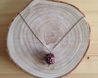 stainless steel necklace with pendant on silk
