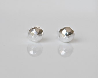 Silver ball earrings, sterling silver, hammered ball, 8mm ball stud earrings, everyday earrings, simple studs, classic jewelry - Caroline
