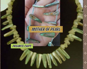Mother of Pearl and Prehnite chop necklace