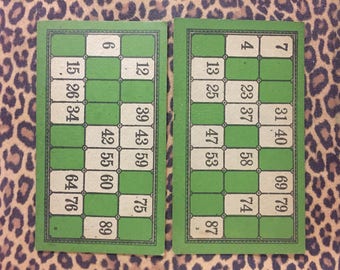 Set of 2 Vintage Lotto Cards Bingo Game