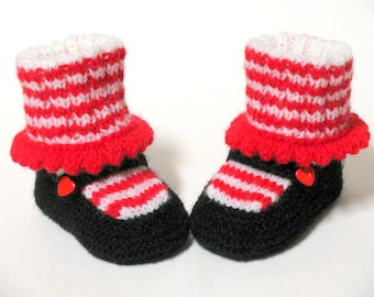 Knitted Raggedy Jane Baby Booties