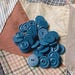 country blue buttons,vintage button,seventies,new old stock,3/4 inch,blue,set of 16,vintage seventies,eco friendly,raised rim,vintage supply