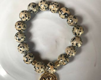 Lotus Bracelet - Dalmatian Jasper