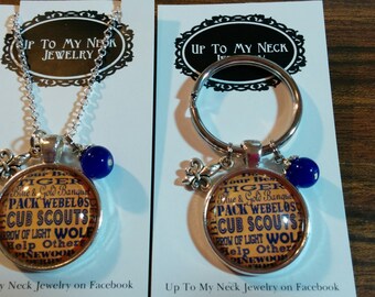 Cub scout subway art necklace OR Cub Scout subway art keychain
