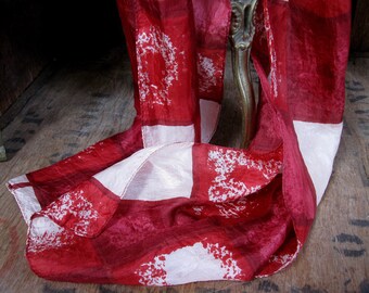 Silk Scarf, Red Silk Scarf, French Silk Scarf, French Fashion, Abstract Scarf, 1980s Scarf, Elegant Scarf, Bandana Scarf, Neck Scarf, 1980s