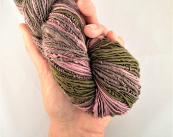 Hand Spun Art Yarn. Knitting Crochet Weaving Wool Fibre