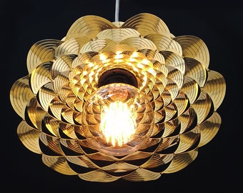 Sunflowers Brass ceiling light fixture, Flower Dining room Lighting, Ceiling Pendant light with Great Ceiling shadows.