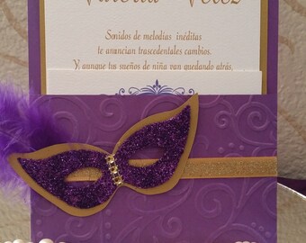 Beautiful Quinceañera Masquerade invitations