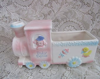Vintage Baby Express Train Baby Planter, Baby Shower Gift, Japan
