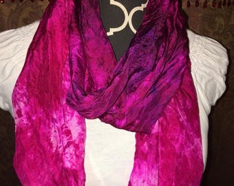 Pink and Purple Silk Infinity Scarf