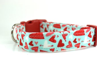 Valentines Dog Collar | Sweethearts in Aqua Dog Collar | Valentine's Day Dog Collar | Girl Dog Collar | Boy Dog Collar | Heart Dog Collar
