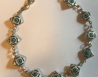 Sterling Silver Evil Eye 7” Bracelet