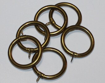 Antique, Set of 6, Brass Curtain Rings from England