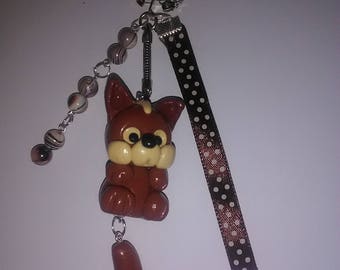 Key ring with polymer clay.