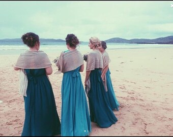 Bridesmaids Shawls Wraps. Personalised. Pure Linen Wedding Stole. Elegant evening Shawl. Spring Summer Wrap over scarf.Mothers Day gift