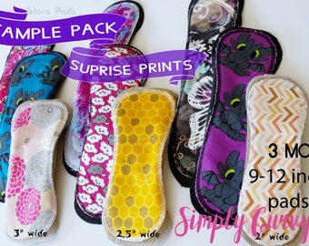 Cloth pad starter set CSP Bundle , Sample cloth pads set Exposed core mama clothCurvy Crescent Moderate cloth pads