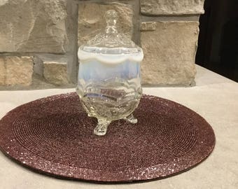 Vintage frosted glass candy jar