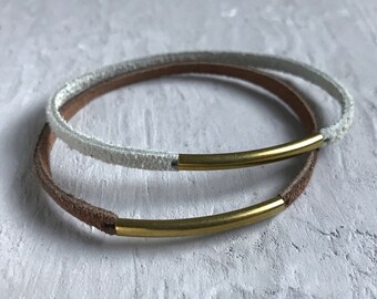 leather cuff bracelet with brass bar
