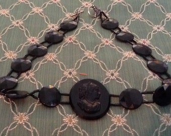 Victorian Black Glass Necklace