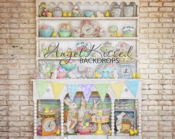 Easter Sweets, Treats Photography Backdrop, Candy, Bunnies, Bunny, Spring, Pastels, Shabby Chic, Angel Kissed, 8x10 Sweatshirt Material
