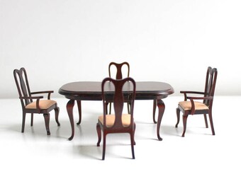 Miniature Dining Room Set, Dollhouse Dining Room Set, Table & Chair Set, Miniature Dining Table, Miniature Dining Chairs, 6 Pc Set