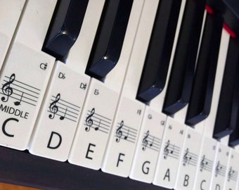 PIANO stickers CLEAR Keyboard / Piano Stickers up to 88 Keys the best way to learn Piano Transparent