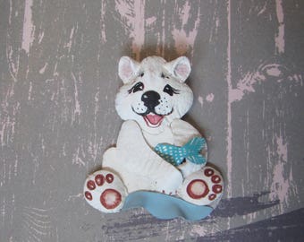 Christmas brooch White bear, Christmas brooch bear, brooch Polar Bear, White bear brooch, leather brooch White bear, White bear brooch gift