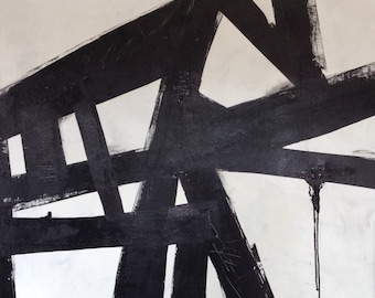 Large Black and White Abstract Painting