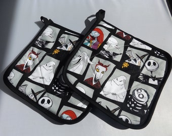 Nightmare Before Christmas Pot Holders -Set of 2 Disney Lock Shock and Barrel