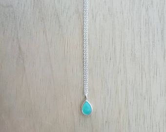 Silver necklace with amazonite