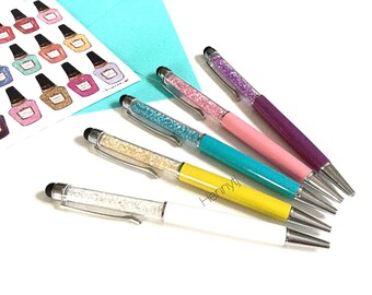 Jewel Diamonds Ballpoint Stylus Pen : BLUE ink rainbow crystal Metal Pen Gems | Back To School | Office | Life Planner Pen Desk Accessories