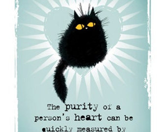 Cat card Purity Of Heart black cat greetings card