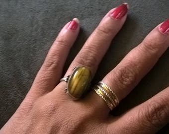 sterling silver tigers eye stone ring