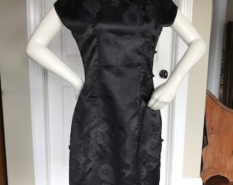 Vintage black silk? cheongsam dress