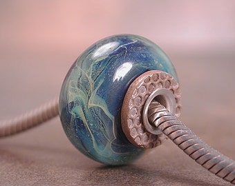 Euro Charm Bead, Lampwork Glass Big Hole Bead, Silver Cored, Divine Spark Designs, SRA