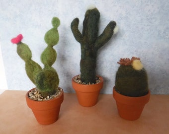 Cactus Trio Needle Felted