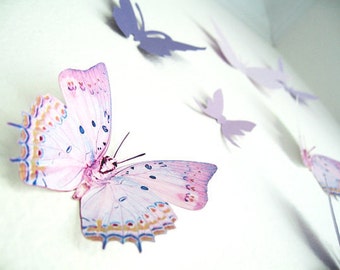 16 3D Wall Butterflies, Purple, Violet, Lavender, Butterfly, Paper, Wall Decor,3D, Wedding Decor, Baby Shower, Girls Room, Cardstock