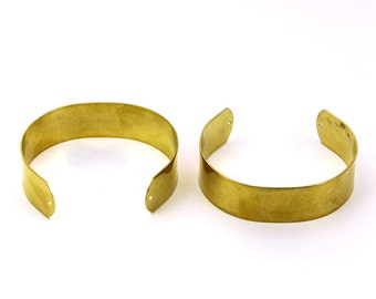 2 pcs 0.80x20x160 mm Raw Brass Cuff Bracelet, Stamping Blank, Raw Brass Bangle, 2 hole ( 20 Gauge )