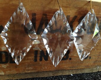 3 pièces de lustre vintage coupe verre biseauté